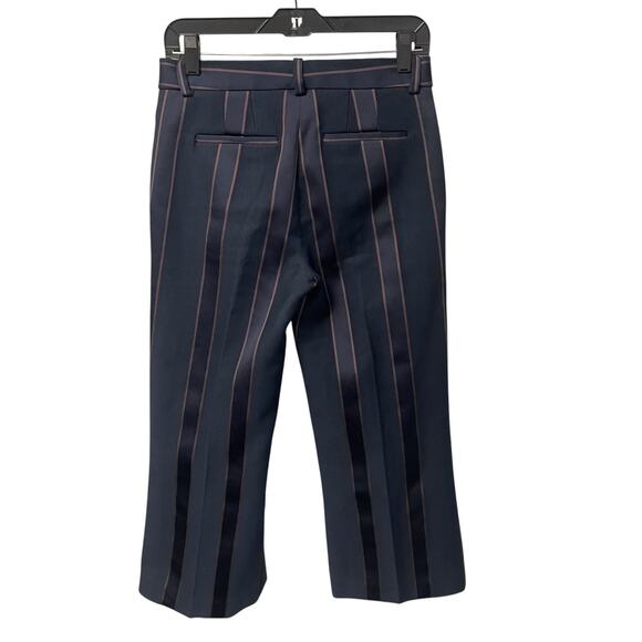 Theory Navy Red Pinstripe Wide Leg Cropped Dress Pant Womens Size 2? AS IS - Picture 6 of 6